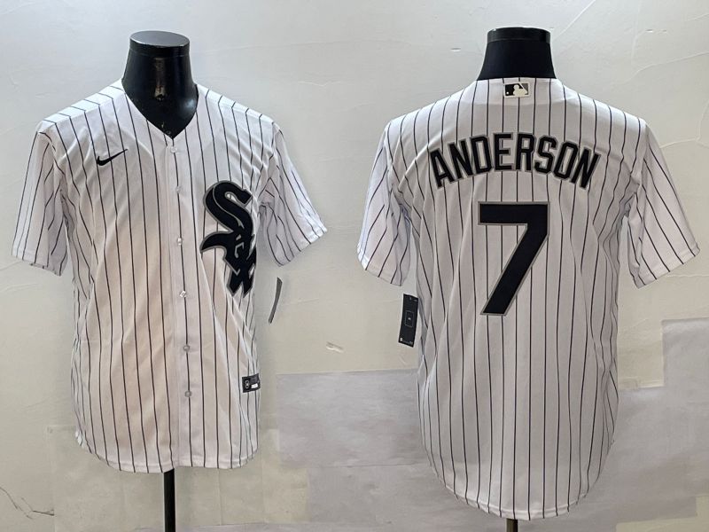 Men Chicago White Sox #7 Anderson White Stripe Game 2025 Nike MLB Jersey style 1